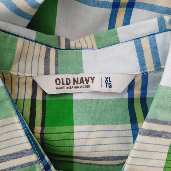 OLD NAVY Western Pearl Snap Button Plaid Shirt Green Big Kids Youth Sz XL - Picture 10 of 11